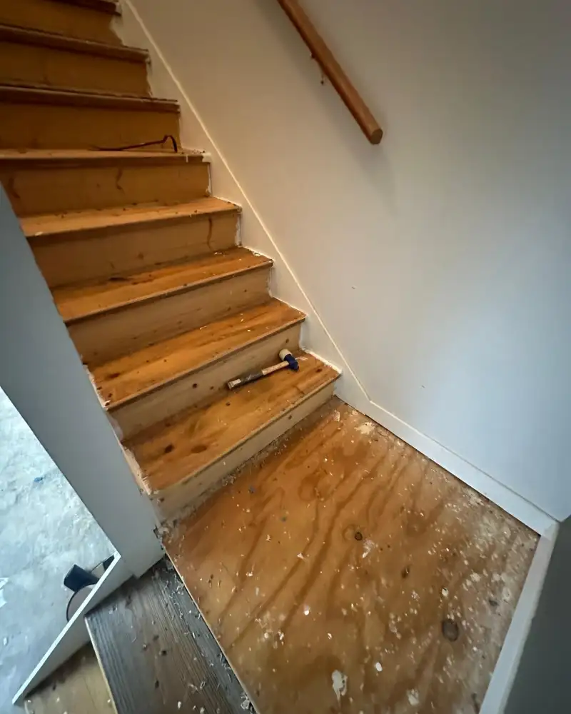 Before staircase landing remodel