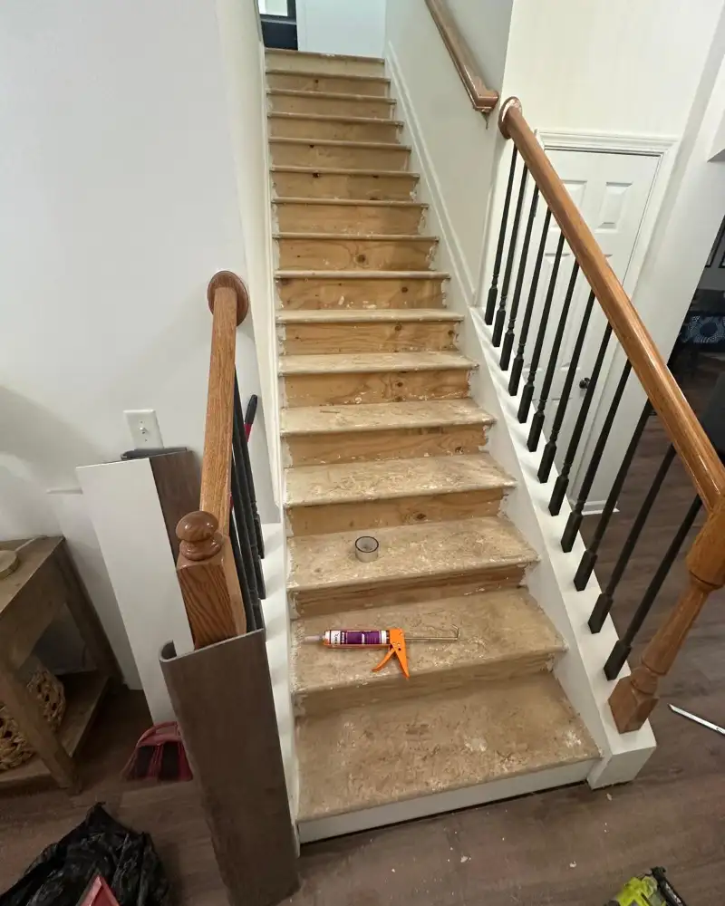 Before stair floor remodel